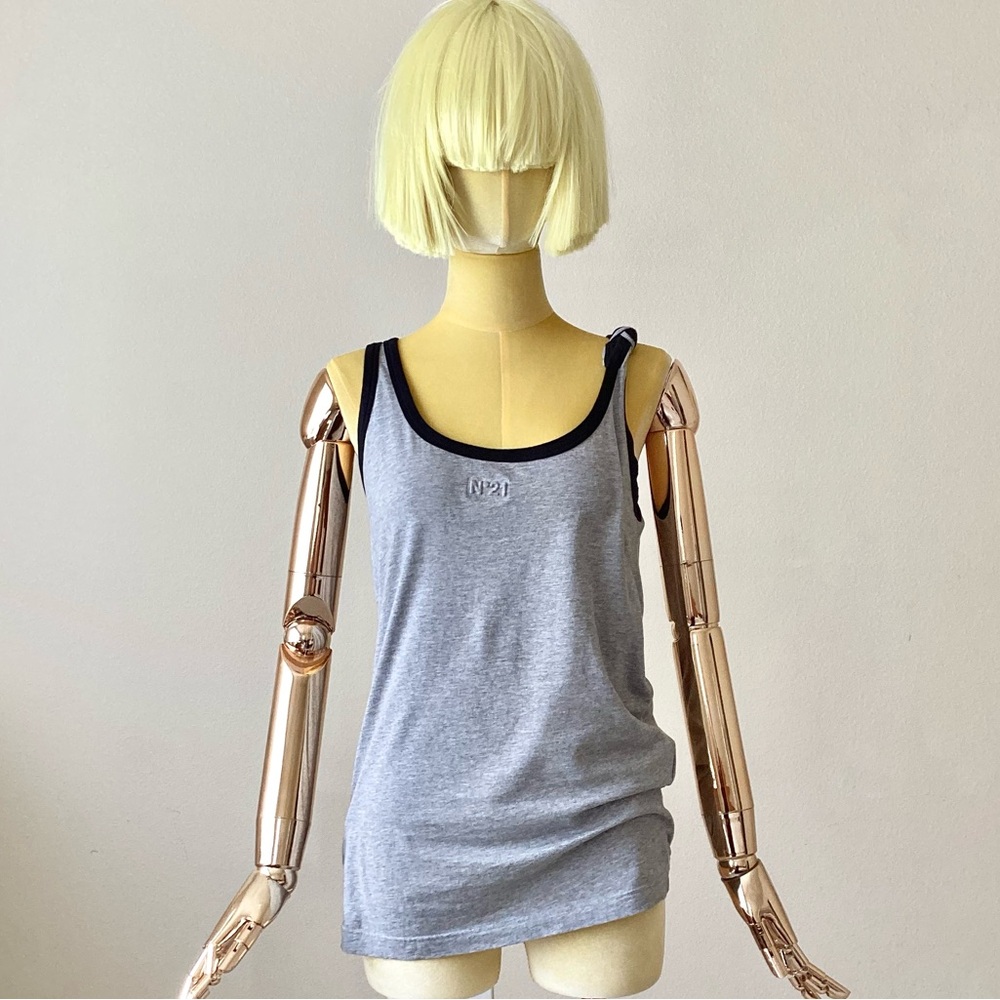 No. 21 Grey Black Logo Designer Tank Top SZ 4/40